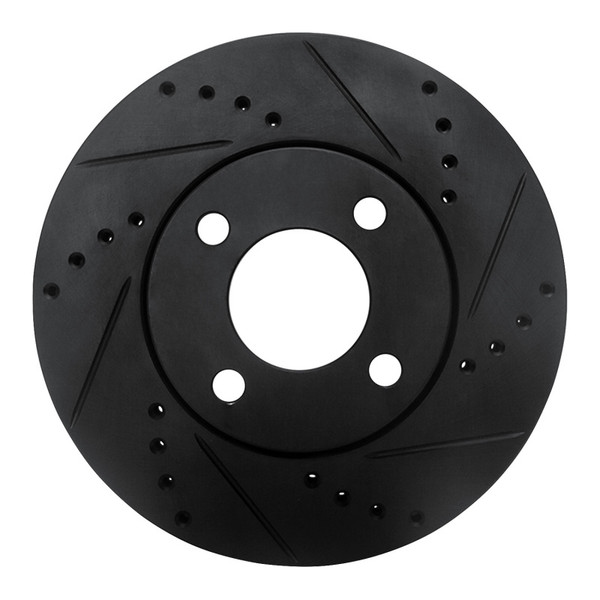 R1 90-91 Audi 90 Quattro Front Right Drilled & Slotted Black Brake Rotor - 633-73011R