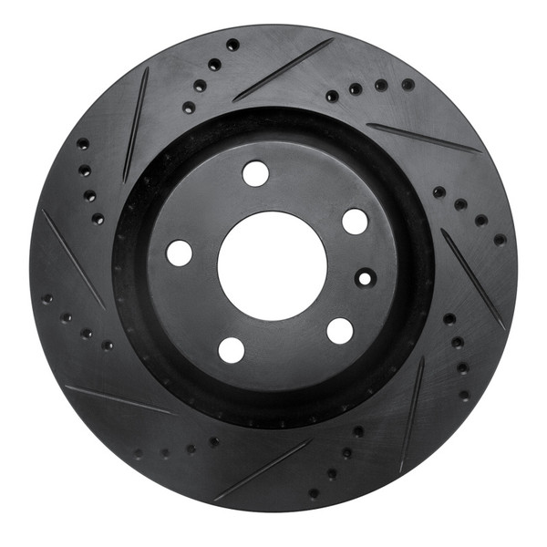 R1 08-15 Audi TTS Quattro Rear Left Drilled & Slotted Black Brake Rotor - 633-73055L