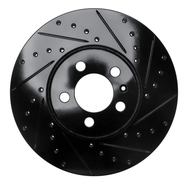R1 98-18 Audi A1 (Mexico) Front Right Drilled & Slotted Black Brake Rotor - 633-74020R