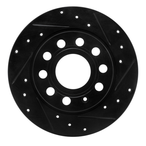 R1 10-19 Audi A3 Rear Right Drilled & Slotted Black Brake Rotor - 633-74033R