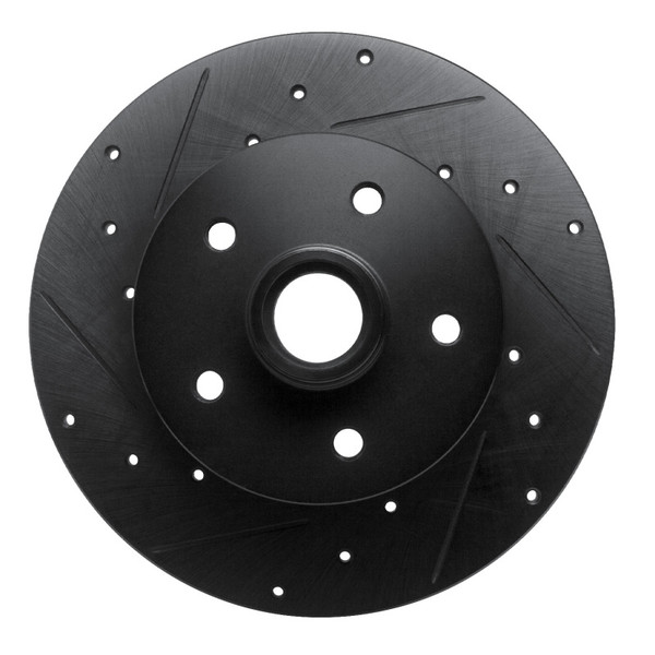 R1 79-85 Volkswagen Vanagon Front Left Drilled & Slotted Black Brake Rotor - 633-74037L