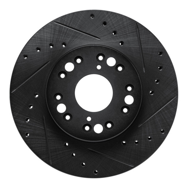 R1 91-92 Lexus LS400 Front Right Drilled & Slotted Black Brake Rotor - 633-75002R