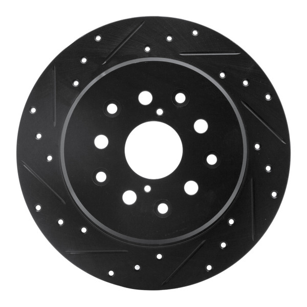 R1 98-10 Lexus GS430 Rear Left Drilled & Slotted Black Brake Rotor - 633-75007L