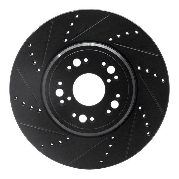 R1 95-00 Lexus LS400 Front Left Drilled & Slotted Black Brake Rotor - 633-75008L