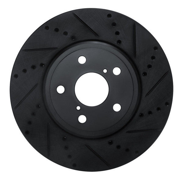 R1 01-06 Lexus LS430 Front Right Drilled & Slotted Black Brake Rotor - 633-75009R