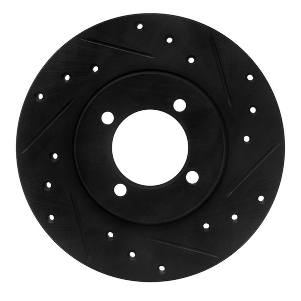 R1 80-83 Toyota Corolla (US/Canada) Front Right Drilled & Slotted Black Brake Rotor - 633-76006R