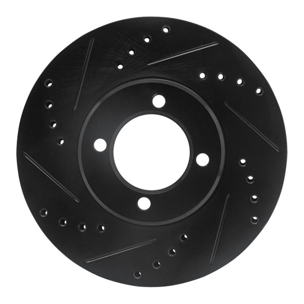 R1 84-87 Toyota Corolla (US/Canada) Front Left Drilled & Slotted Black Brake Rotor - 633-76020L