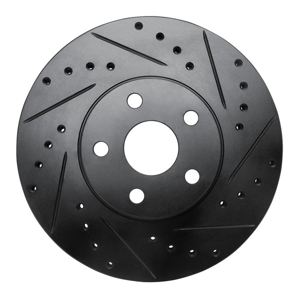 R1 87-91 Lexus ES250 Front Right Drilled & Slotted Black Brake Rotor - 633-76042R