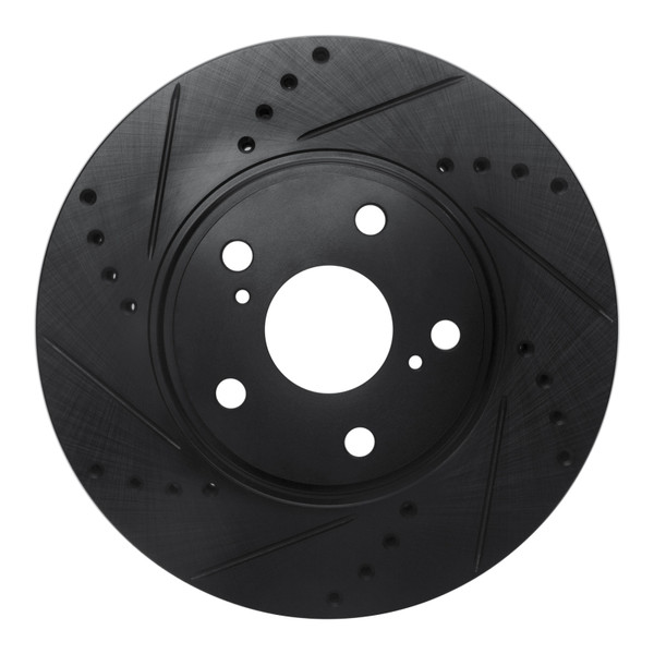 R1 99-07 Lexus ES330 Front Left Drilled & Slotted Black Brake Rotor - 633-76055L