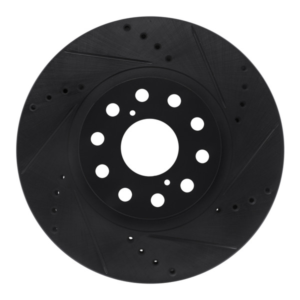 R1 93-98 Toyota Supra Front Right Drilled & Slotted Black Brake Rotor - 633-76061R