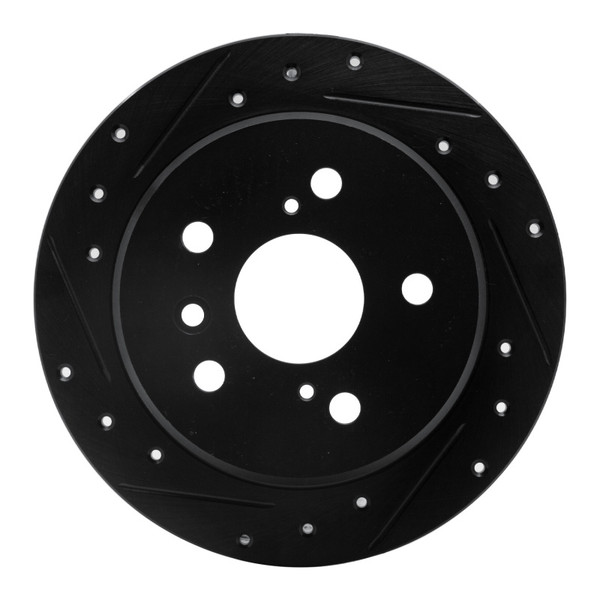 R1 02-08 Lexus ES300 Rear Left Drilled & Slotted Black Brake Rotor - 633-76076L