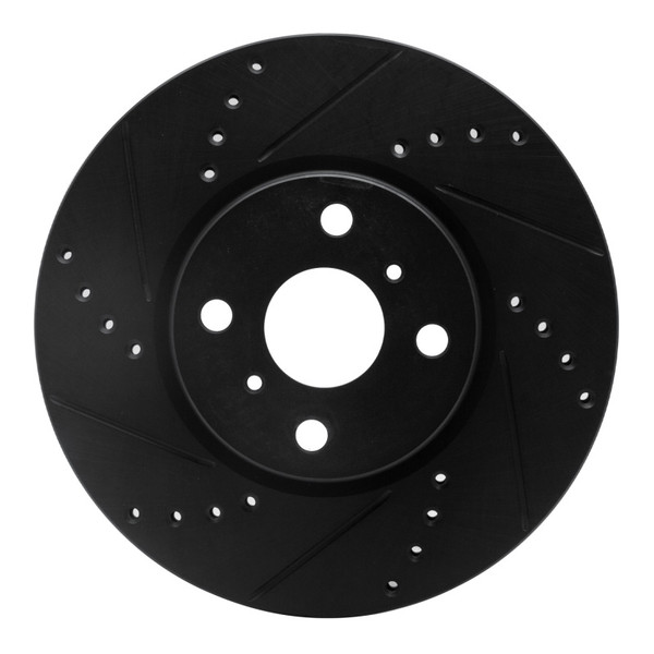 R1 12-18 Toyota Yaris (USA/Canada) Front Left Drilled & Slotted Black Brake Rotor - 633-76088L