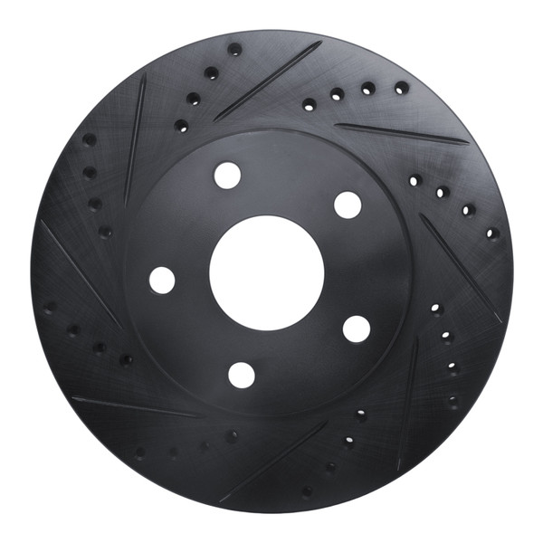 R1 91-97 Toyota Previa Front Left Drilled & Slotted Black Brake Rotor - 633-76109L