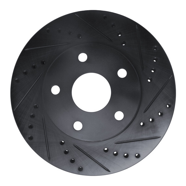 R1 91-97 Toyota Previa Front Right Drilled & Slotted Black Brake Rotor - 633-76109R