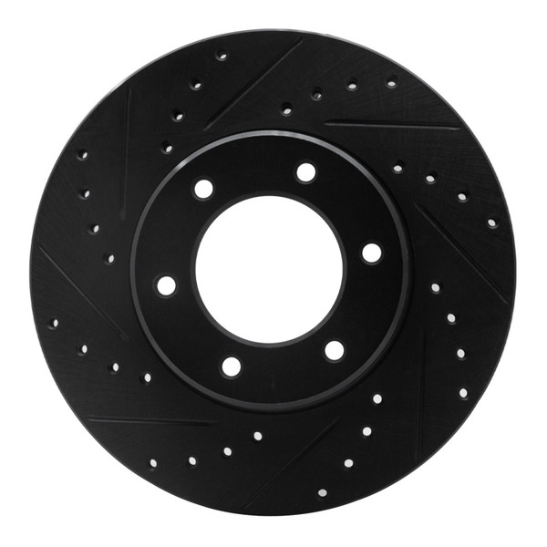 R1 93-98 Toyota T100 Front Left Drilled & Slotted Black Brake Rotor - 633-76119L
