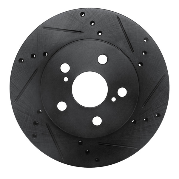 R1 16-22 Toyota Corolla (US/Canada) Front Right Drilled & Slotted Black Brake Rotor - 633-76151R