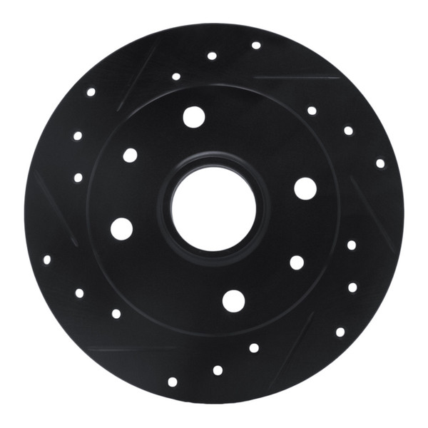 R1 81-85 Mazda RX-7 Rear Left Drilled & Slotted Black Brake Rotor - 633-80000L