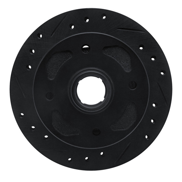 R1 79-83 Mazda RX-7 Front Left Drilled & Slotted Black Brake Rotor - 633-80001L