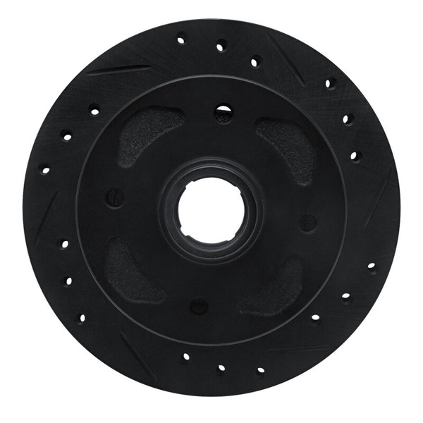 R1 79-83 Mazda RX-7 Front Right Drilled & Slotted Black Brake Rotor - 633-80001R