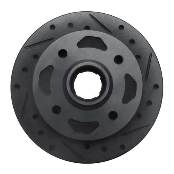 R1 84-85 Mazda RX-7 Front Right Drilled & Slotted Black Brake Rotor - 633-80006R