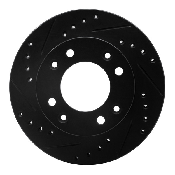 R1 86-88 Mazda RX-7 Front Left Drilled & Slotted Black Brake Rotor - 633-80012L