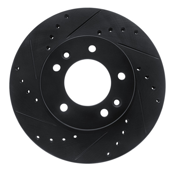 R1 86-91 Mazda RX-7 Front Left Drilled & Slotted Black Brake Rotor - 633-80013L