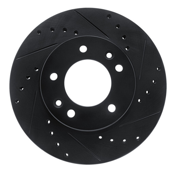 R1 86-91 Mazda RX-7 Front Right Drilled & Slotted Black Brake Rotor - 633-80013R