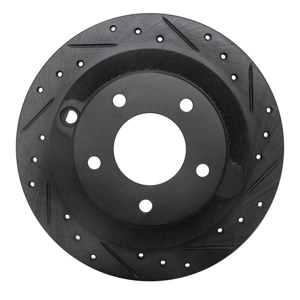 R1 95-02 Mazda Millenia Rear Right Drilled & Slotted Black Brake Rotor - 633-80033R