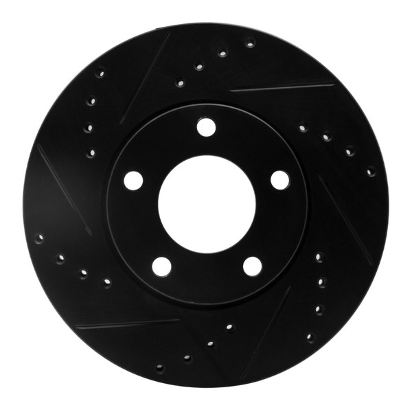 R1 04-13 Mazda 3 Front Left Drilled & Slotted Black Brake Rotor - 633-80041L