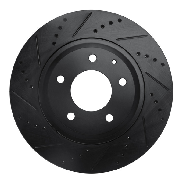R1 04-11 Mazda RX-8 Rear Left Drilled & Slotted Black Brake Rotor - 633-80044L