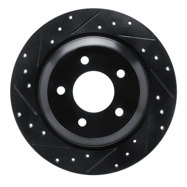 R1 06-15 Mazda 5 Rear Left Drilled & Slotted Black Brake Rotor - 633-80064L