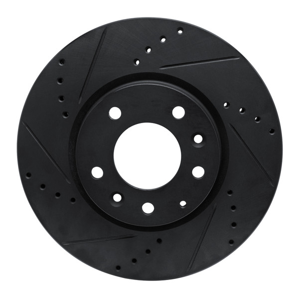 R1 07-12 Mazda CX-7 Front Left Drilled & Slotted Black Brake Rotor - 633-80066L