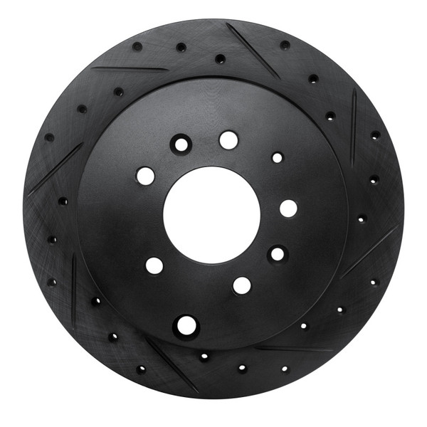 R1 07-12 Ford Edge Rear Right Drilled & Slotted Black Brake Rotor - 633-80067R