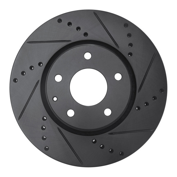 R1 16-25 Mazda 6 Front Right Drilled & Slotted Black Brake Rotor - 633-80076R