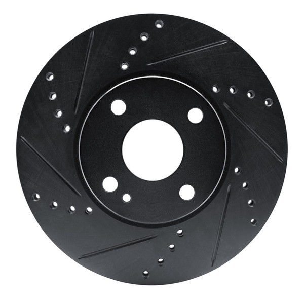 R1 16-25 Mazda 2 (Mexico) Front Left Drilled & Slotted Black Brake Rotor - 633-91003L