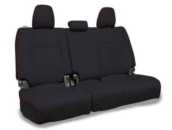 PRP 2024 Toyota Tacoma Rear Bench Covers - Black with Red Stitch - B089-01