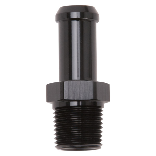 Edelbrock Hose End Straight 3/8In NPT to 1/2In Barb Black Anodize - 8114