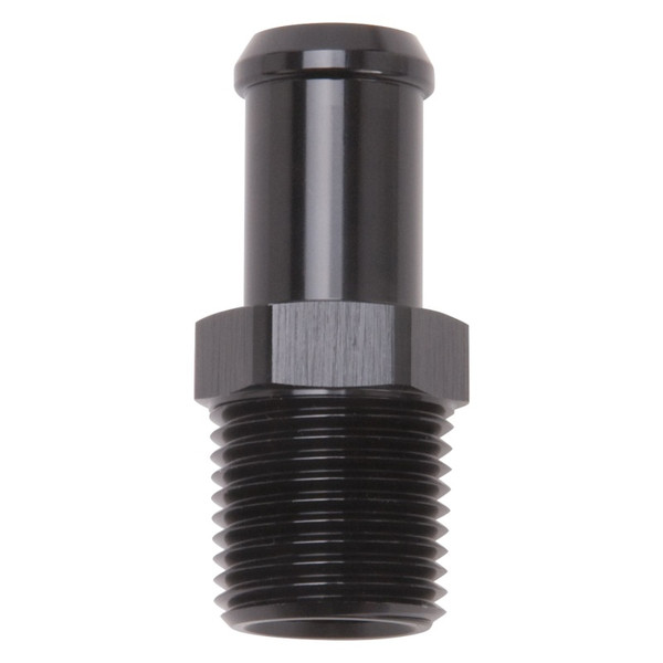 Edelbrock Hose End Straight 1/2In NPT to 5/8In Barb Black Anodize - 8159