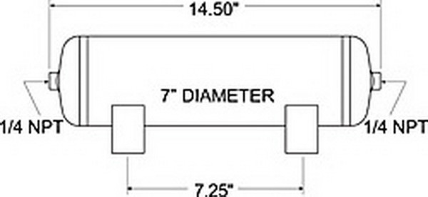 Firestone Air Tank 2 Gallon 7in. x 14.5in. (2) 1/4in. NPT Ports 150 PSI Max - Black (WR17609126) - 9126