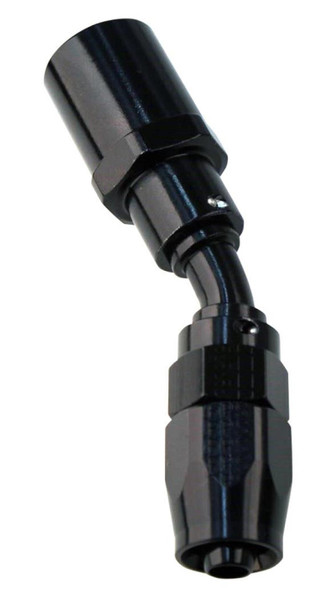 Fragola -10AN Male Rad. Fitting x 45 Degree Pro-Flow Hose End - Black - 224510-BLRAD