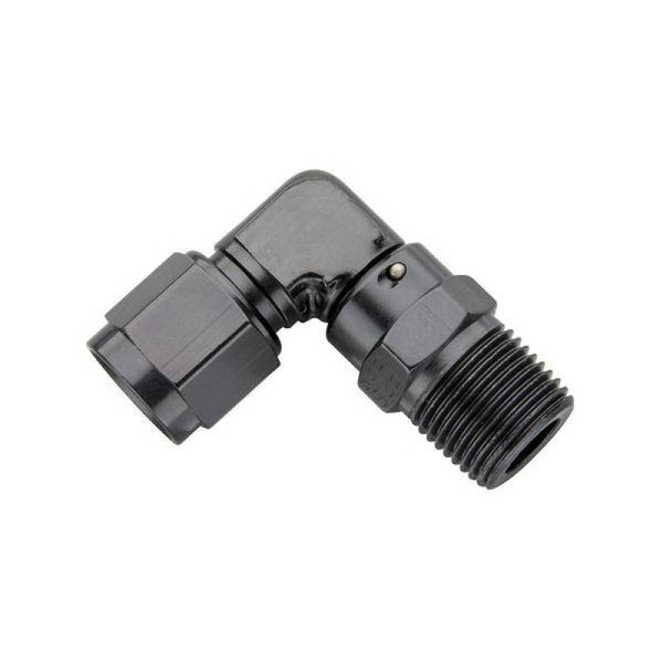 Fragola -3AN Female Swivel To 1/8 NPT - 90 Degree - Black - 499403-BL