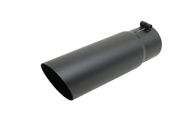 Gibson Round Single Wall Angle-Cut Tip - 4in OD/2.5in Inlet/12in Length - Black Ceramic - 500552-B