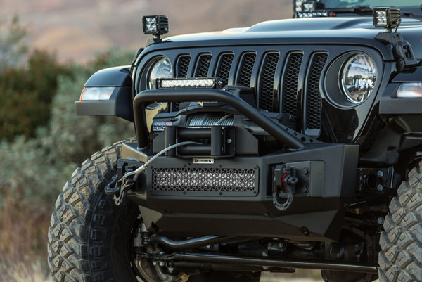 Go Rhino 07-20 Jeep Wrangler JL/JLU/JK/JKU/Gladiator JT Rockline Front Stubby Bumper w/ Overrider - 331101T