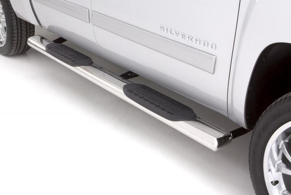 Lund 2019 Chevy Silverado 1500 Ext. Cab (Rocker Panel Mount) 6in Oval Straight SS Nerf Bars-Polished - 24310568