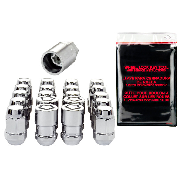 McGard 5 Lug Hex Install Kit w/Locks (Cone Seat Nut / Bulge) 1/2-20 / 3/4 Hex / 1.45in. L - Chrome - 84550