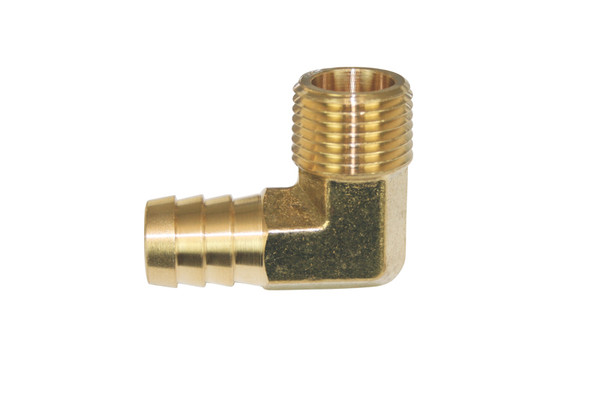 Moroso 90 Degree Fitting - 1/2in NPT to 5/8in Barbed - Brass - Single - 22736
