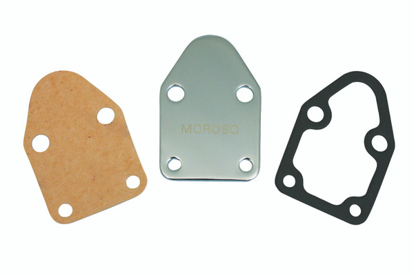 Moroso Chevrolet Small Block Fuel Pump Block-Off Plate - Chrome Plated Steel - 65393