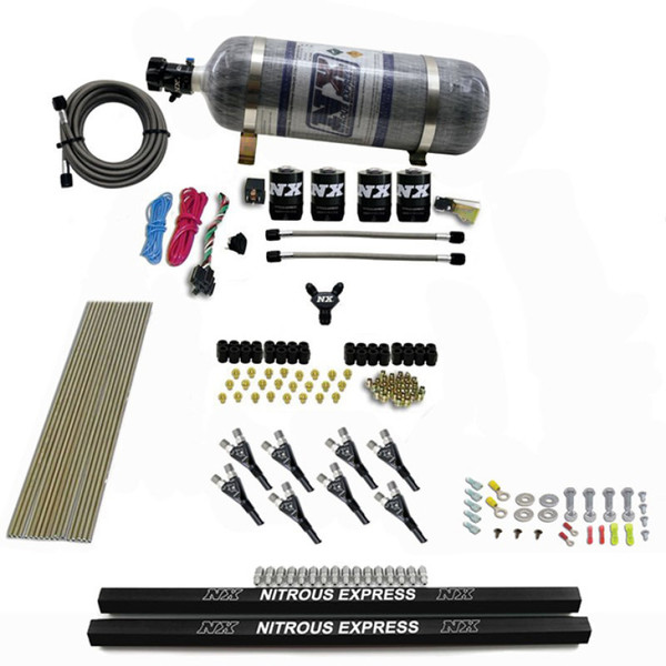 Nitrous Express Pro-Shk/Gas Nitrous Kit (200-600HP) w/Rails and Composite Bottle - 91006-12