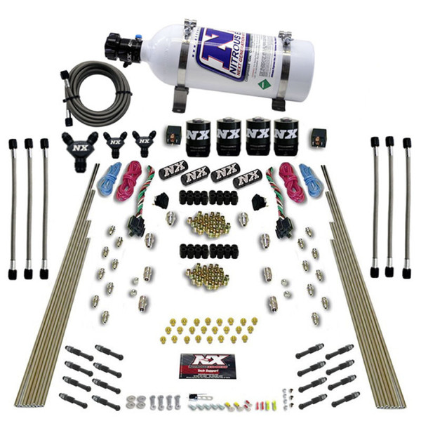 Nitrous Express 8 Cyl Dry Direct Port Dual Stage 4 Solenoids Nitrous Kit (200-600HP) w/5lb Bottle - 93106-05