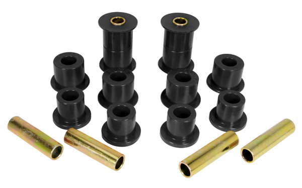 Prothane 74-77 Jeep Cherokee Front Spring & Shackle Bushings (w/ 1.25in OD Main Eye) - Black - 1-1004-BL